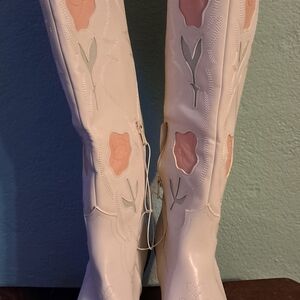 Target Pink and White Floral Heeled Boots